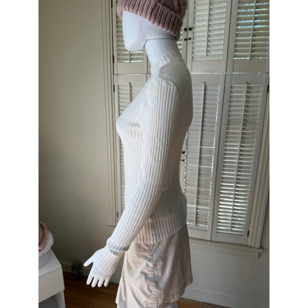 H&M White Ribbed Mock Neck Long Sleeve sweater S - Picture 3 of 5